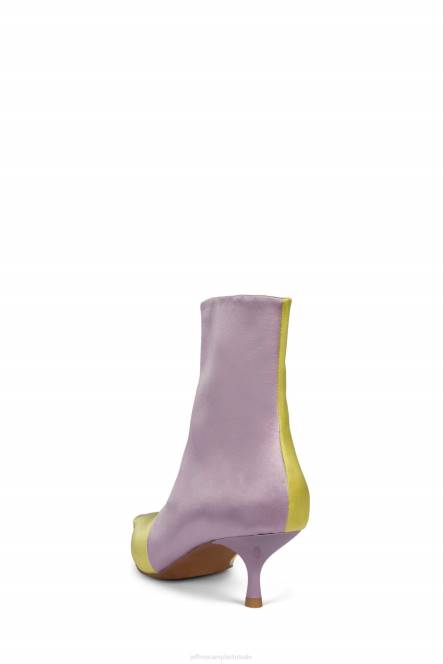 Jeffrey Campbell optiek NDHB394 enkel laarzen geel satijn lila satijn vrouwen