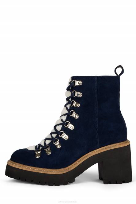 Jeffrey Campbell owat-2 NDHB369 enkel laarzen marine suède ivoor vrouwen