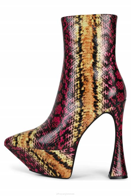 Jeffrey Campbell pwr-akkoord NDHB621 enkel laarzen geel roze slang vrouwen