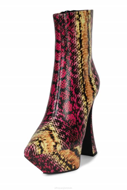 Jeffrey Campbell pwr-akkoord NDHB621 enkel laarzen geel roze slang vrouwen
