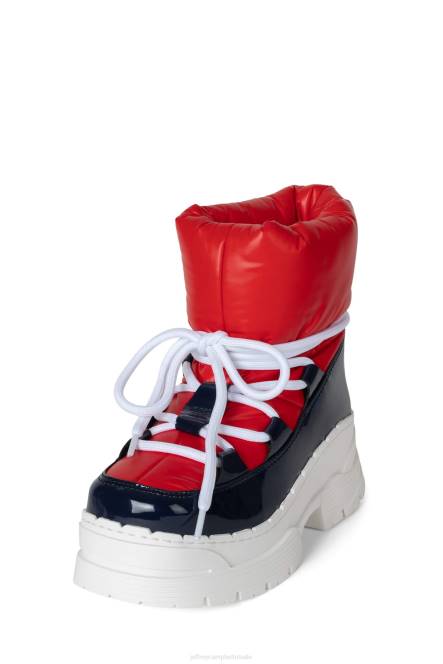 Jeffrey Campbell snowies-lo NDHB631 enkel laarzen marine lak rood wit vrouwen