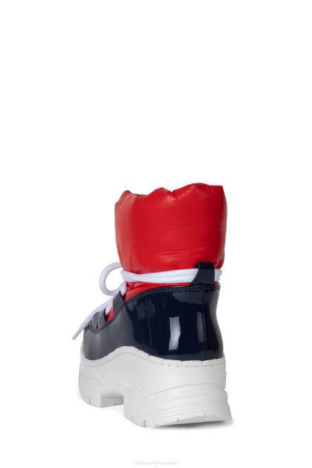 Jeffrey Campbell snowies-lo NDHB631 enkel laarzen marine lak rood wit vrouwen