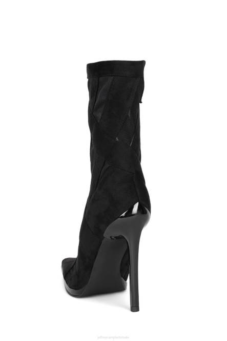 Jeffrey Campbell strepen NDHB300 enkel laarzen zwart suède zwart gaas vrouwen