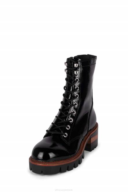 Jeffrey Campbell systeem-2 NDHB467 enkel laarzen zwart gekreukt patent vrouwen