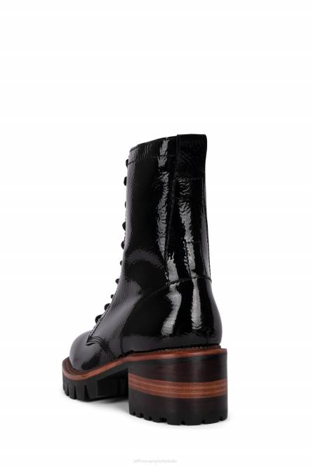 Jeffrey Campbell systeem-2 NDHB467 enkel laarzen zwart gekreukt patent vrouwen