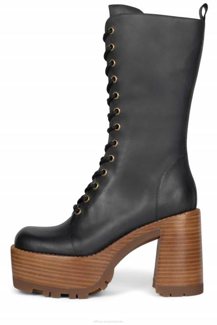 Jeffrey Campbell theband-lu NDHB639 enkel laarzen zwarte gekke paardbruine stapel vrouwen