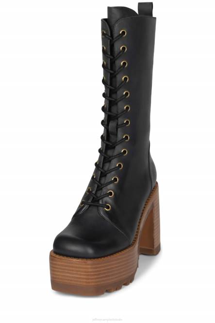 Jeffrey Campbell theband-lu NDHB639 enkel laarzen zwarte gekke paardbruine stapel vrouwen