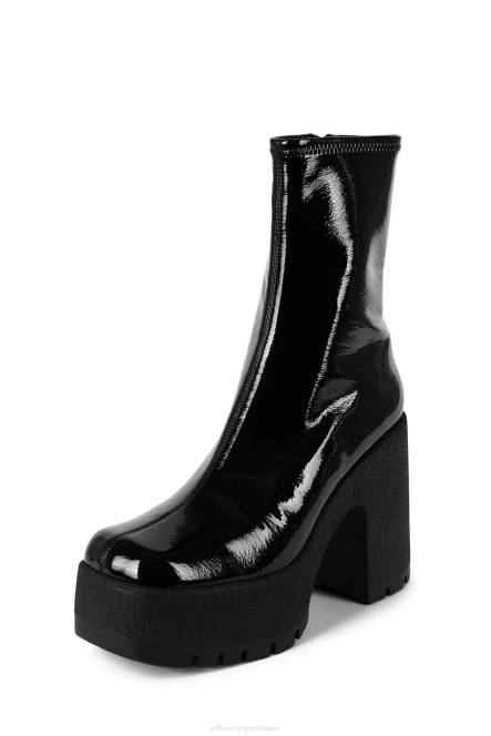 Jeffrey Campbell verversen-l NDHB572 enkel laarzen zwart gekreukt patent vrouwen