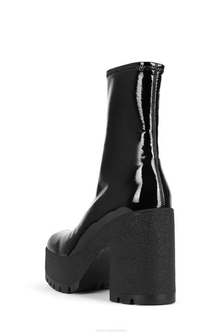 Jeffrey Campbell verversen-l NDHB572 enkel laarzen zwart gekreukt patent vrouwen