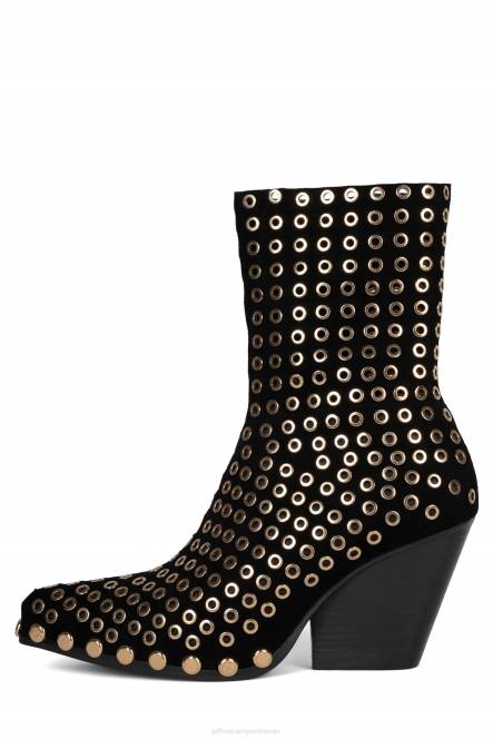 Jeffrey Campbell walton-e NDHB626 enkel laarzen zwart suède goud vrouwen