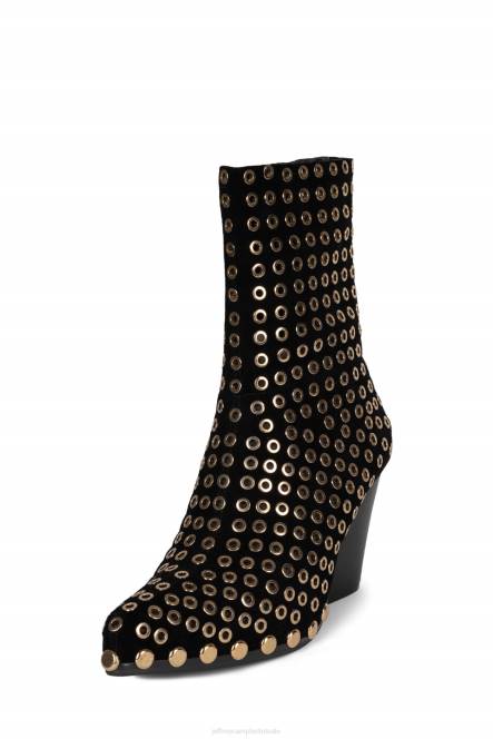 Jeffrey Campbell walton-e NDHB626 enkel laarzen zwart suède goud vrouwen