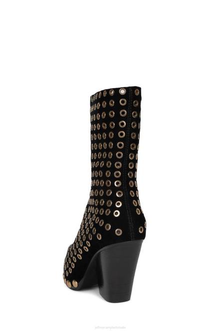 Jeffrey Campbell walton-e NDHB626 enkel laarzen zwart suède goud vrouwen