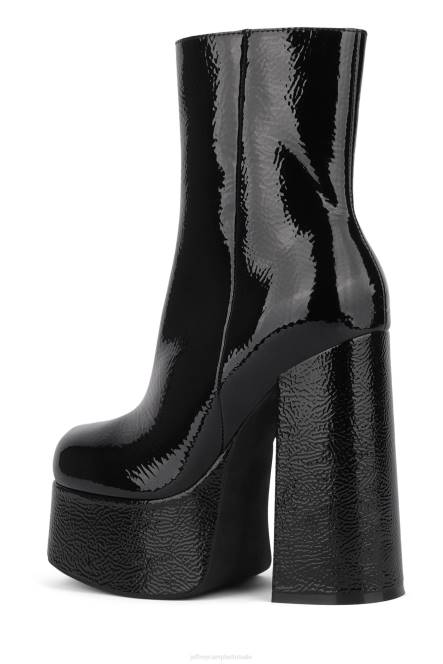 Jeffrey Campbell weduwe-nb NDHB361 enkel laarzen zwart gekreukt patent vrouwen