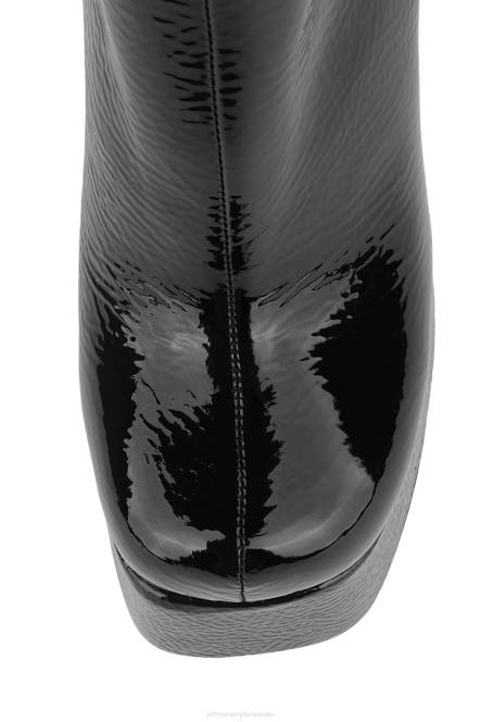 Jeffrey Campbell weduwe-nb NDHB361 enkel laarzen zwart gekreukt patent vrouwen