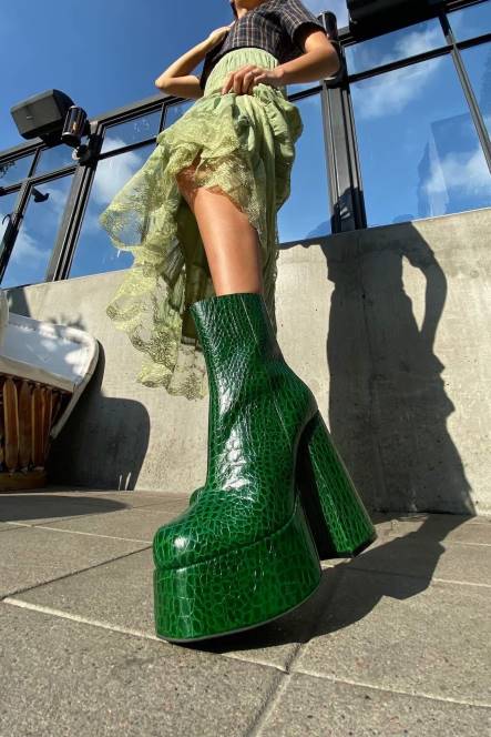 Jeffrey Campbell weduwe-nb NDHB372 enkel laarzen groene alligator vrouwen