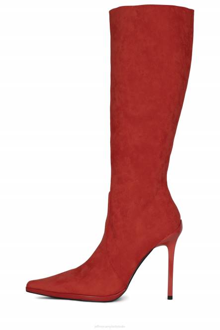Jeffrey Campbell Charybdis NDHB764 laarzen van knie tot dij rood suède vrouwen