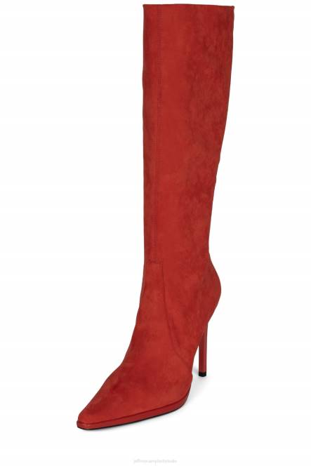 Jeffrey Campbell Charybdis NDHB764 laarzen van knie tot dij rood suède vrouwen