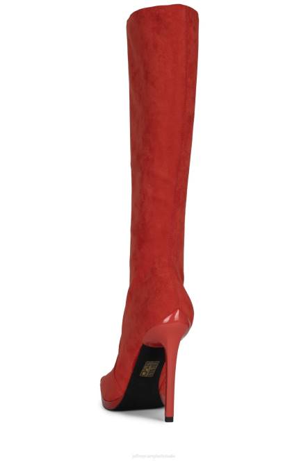 Jeffrey Campbell Charybdis NDHB764 laarzen van knie tot dij rood suède vrouwen