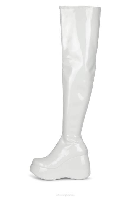 Jeffrey Campbell alita-kh NDHB784 laarzen van knie tot dij wit patent vrouwen