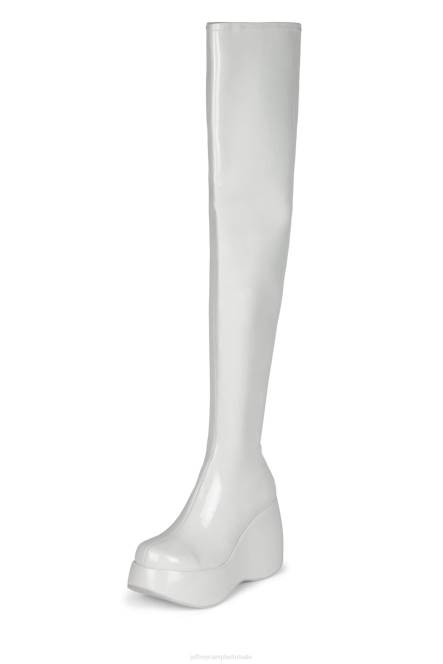 Jeffrey Campbell alita-kh NDHB784 laarzen van knie tot dij wit patent vrouwen