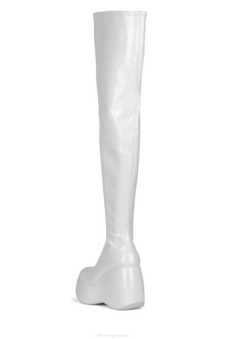Jeffrey Campbell alita-kh NDHB784 laarzen van knie tot dij wit patent vrouwen