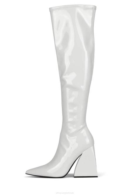 Jeffrey Campbell appelleert NDHB815 laarzen van knie tot dij wit patent vrouwen