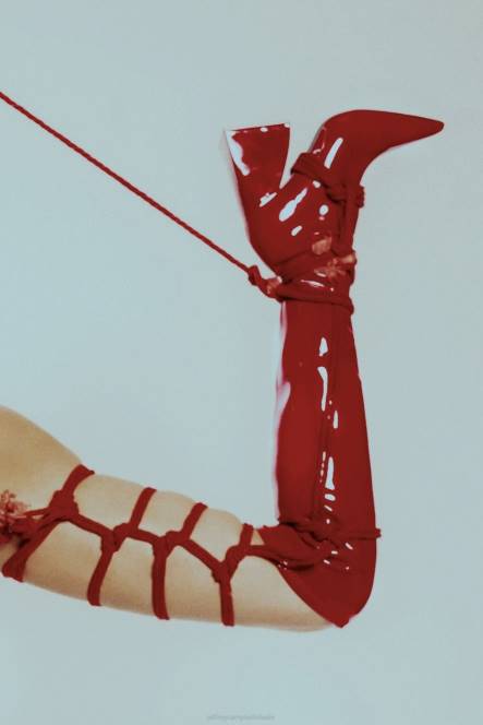 Jeffrey Campbell appelleert NDHB816 laarzen van knie tot dij rood patent vrouwen