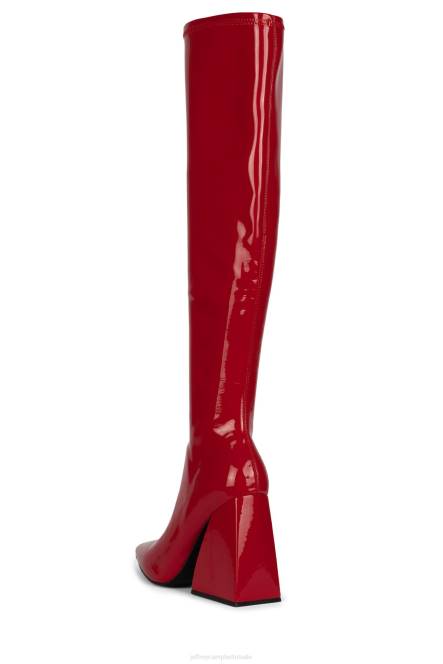 Jeffrey Campbell appelleert NDHB816 laarzen van knie tot dij rood patent vrouwen