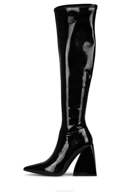 Jeffrey Campbell appelleert NDHB817 laarzen van knie tot dij zwart patent vrouwen