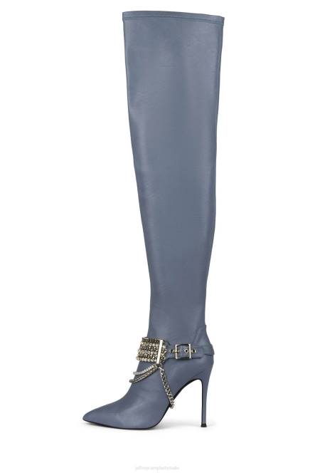 Jeffrey Campbell arseen-c2 NDHB830 laarzen van knie tot dij stoffig blauw vrouwen