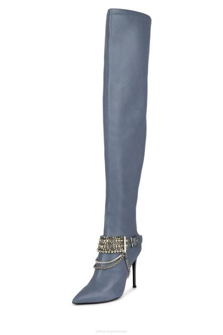 Jeffrey Campbell arseen-c2 NDHB830 laarzen van knie tot dij stoffig blauw vrouwen