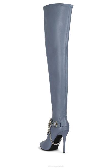 Jeffrey Campbell arseen-c2 NDHB830 laarzen van knie tot dij stoffig blauw vrouwen