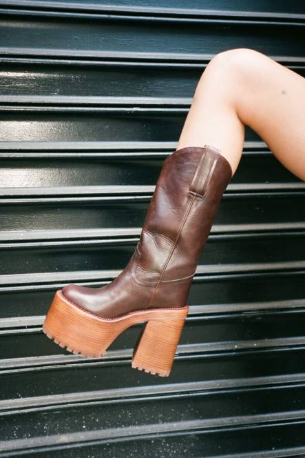 Jeffrey Campbell begraafplaats NDHB691 laarzen van knie tot dij koffie natuurlijke stapel vrouwen