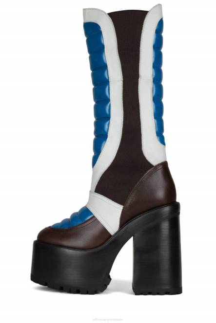 Jeffrey Campbell crossmotor NDHB689 laarzen van knie tot dij zwart blauw wit vrouwen