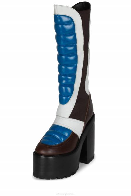 Jeffrey Campbell crossmotor NDHB689 laarzen van knie tot dij zwart blauw wit vrouwen