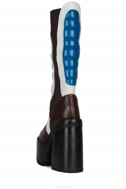 Jeffrey Campbell crossmotor NDHB689 laarzen van knie tot dij zwart blauw wit vrouwen