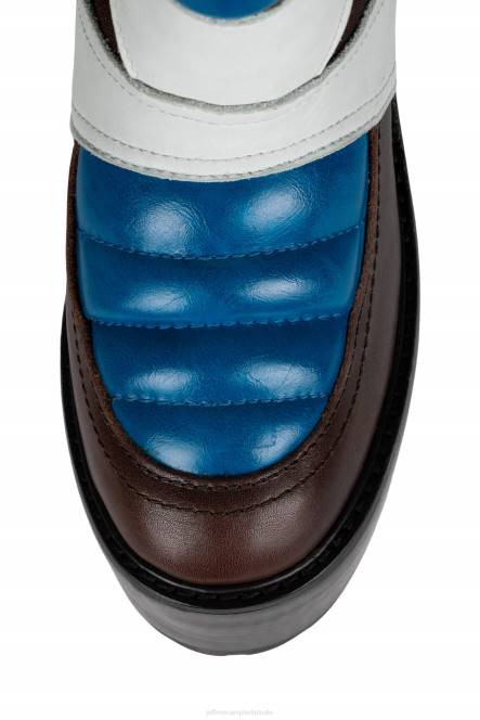 Jeffrey Campbell crossmotor NDHB689 laarzen van knie tot dij zwart blauw wit vrouwen