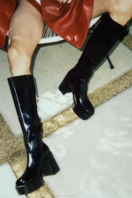 Jeffrey Campbell de band NDHB874 laarzen van knie tot dij zwart vrouwen