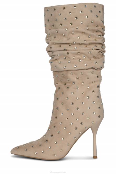 Jeffrey Campbell de stoeterij NDHB757 laarzen van knie tot dij beige suède goud vrouwen
