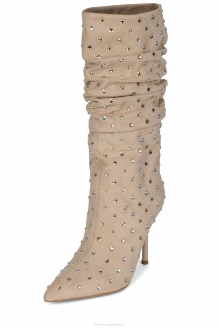 Jeffrey Campbell de stoeterij NDHB757 laarzen van knie tot dij beige suède goud vrouwen
