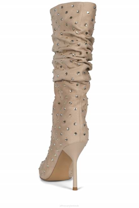 Jeffrey Campbell de stoeterij NDHB757 laarzen van knie tot dij beige suède goud vrouwen