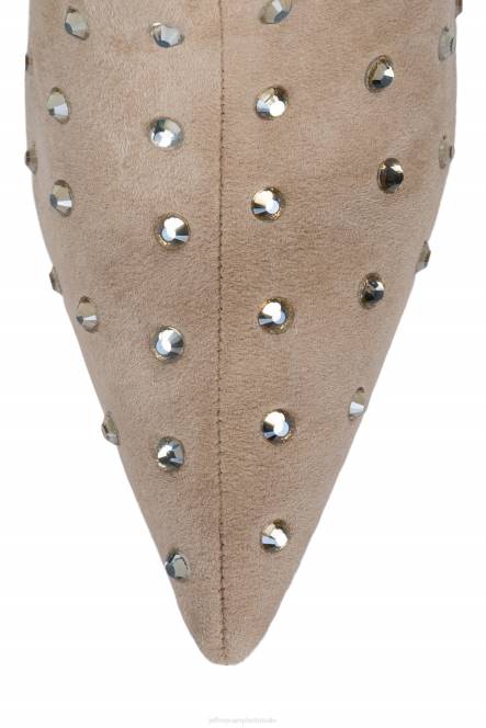 Jeffrey Campbell de stoeterij NDHB757 laarzen van knie tot dij beige suède goud vrouwen