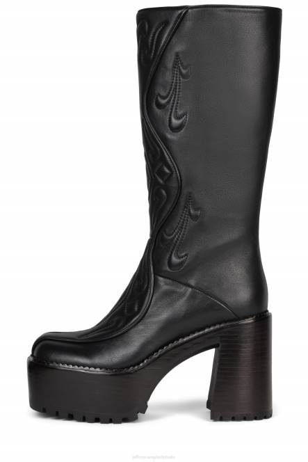 Jeffrey Campbell deadwrng-h NDHB859 laarzen van knie tot dij zwartbruine Poolse stapel vrouwen