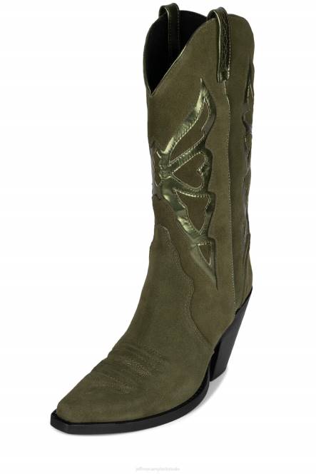 Jeffrey Campbell fladderend NDHB778 laarzen van knie tot dij olijf suède olijf metallic vrouwen