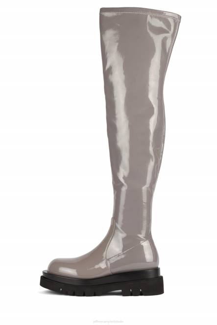 Jeffrey Campbell getankt-ok NDHB810 laarzen van knie tot dij grijs patent vrouwen