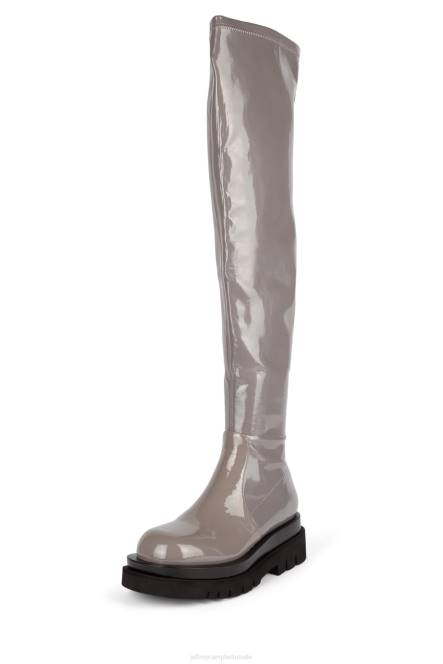 Jeffrey Campbell getankt-ok NDHB810 laarzen van knie tot dij grijs patent vrouwen