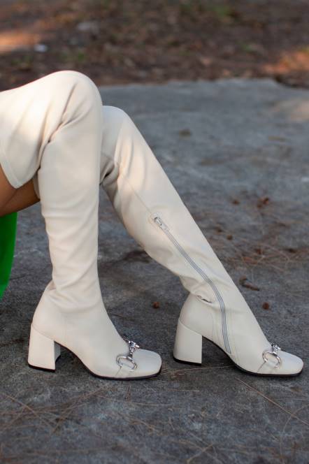 Jeffrey Campbell hotlava-bt NDHB721 laarzen van knie tot dij blozen zilver vrouwen