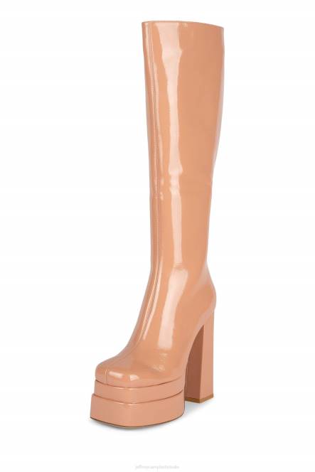Jeffrey Campbell kick-in NDHB799 laarzen van knie tot dij roze gekreukt patent vrouwen