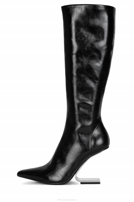 Jeffrey Campbell kompas-kh NDHB692 laarzen van knie tot dij zwart zilver vrouwen