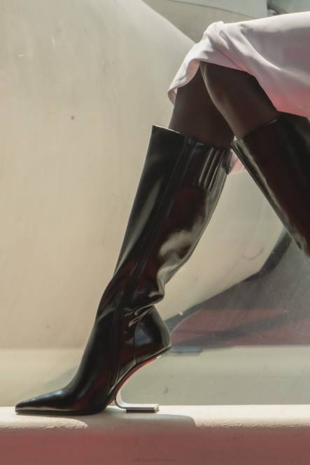 Jeffrey Campbell kompas-kh NDHB692 laarzen van knie tot dij zwart zilver vrouwen